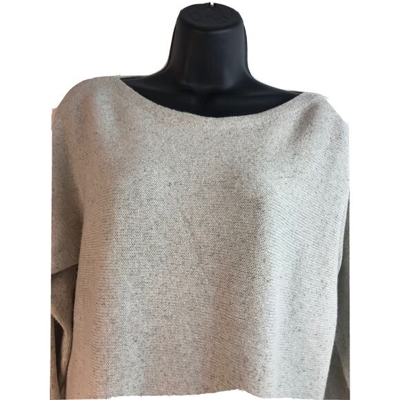 J JILL Pullover Sweater Oatmeal Long Sleeves Boat Neck Silk Cotton Blend Small - Picture 2 of 8